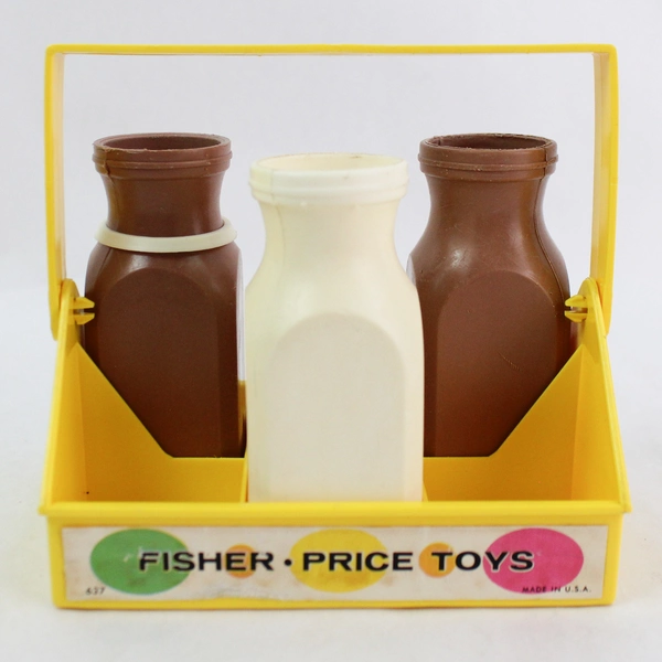 Vintage Lot of 8 Fisher Price Fun With Food Toys - Milk Bottles & Carriers