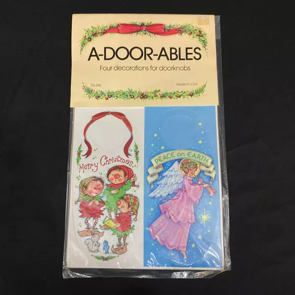 Vintage A-Door-Ables Christmas Doorknob Decorations NIP, 9" x 4"