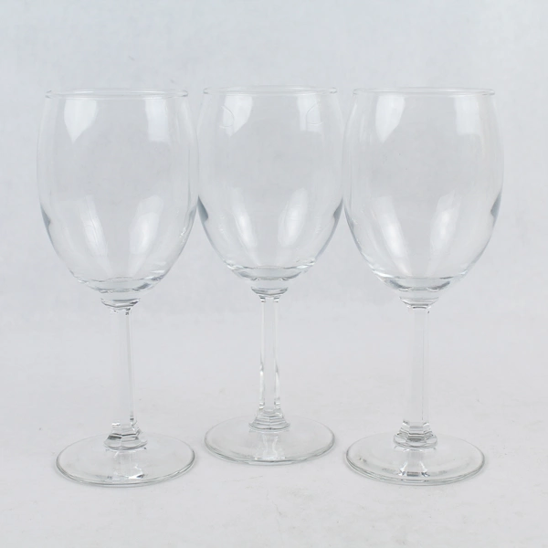 Lot of 3 Clear Stemmed Wine Glasses - Elegant Drinkware, Good Condition
