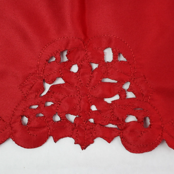 Red Holly Leaf & Flower Tablecloth 56"x117" - Festive Holiday Decor
