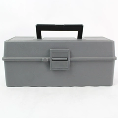 Grey Plastic Fishing Tackle Box with Handle Pre-Owned Durable