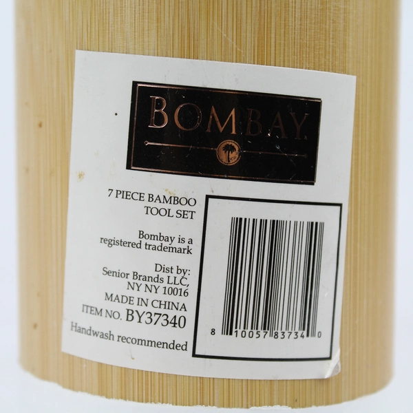 Bombay 7-Piece Bamboo Kitchen Tool Set with Holder - Pre-Owned, Eco-Friendly