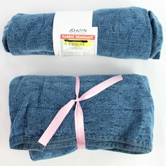 Teal Blue Chenille Fabric Lot w/ Floral Pattern 27" - Joann Fabrics Remnant