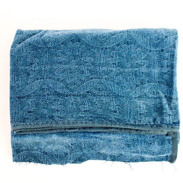 Teal Blue Chenille Fabric Lot w/ Floral Pattern 27" - Joann Fabrics Remnant