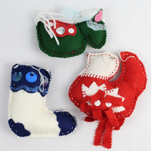 Lot of 3 Handmade Christmas Tree Ornaments - Unique Holiday Decor