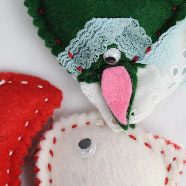 Lot of 3 Handmade Christmas Tree Ornaments - Unique Holiday Decor