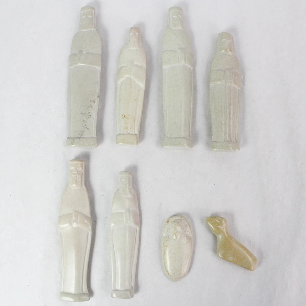 8 Piece Carved Stone Christmas Nativity Figure Set - Incomplete Vintage Decor