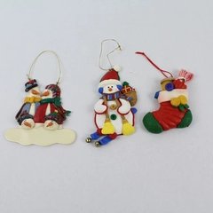 Lot of 3 Clay Christmas Tree Ornaments - Holiday Decor - Pre-owned