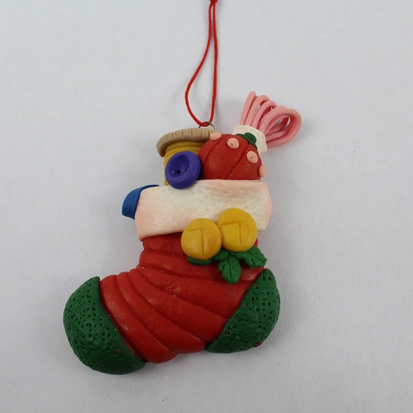Lot of 3 Clay Christmas Tree Ornaments - Holiday Decor - Pre-owned
