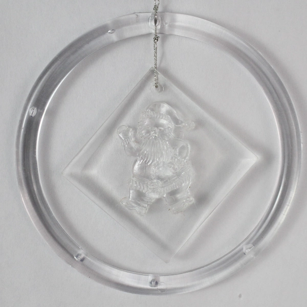 Set of 4 Clear Plastic Christmas Ornaments - Reindeer, Santa, Angel, Bells