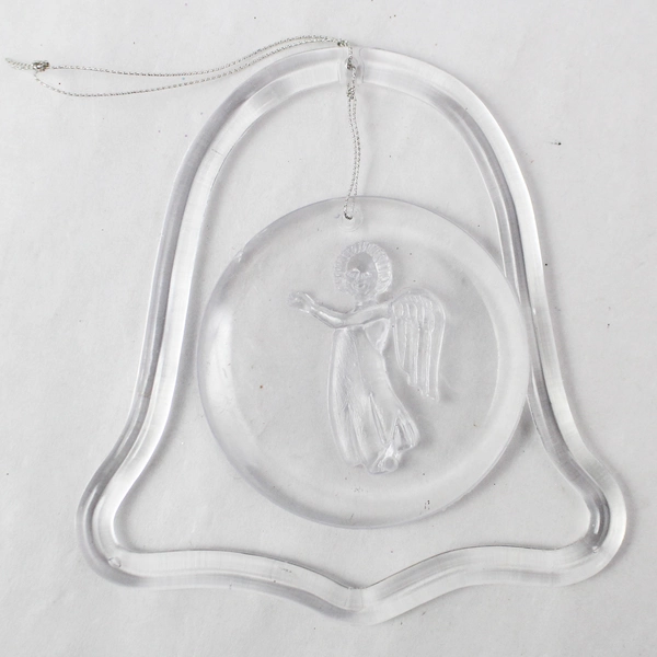 Set of 4 Clear Plastic Christmas Ornaments - Reindeer, Santa, Angel, Bells