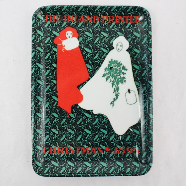 Inland Printer Christmas 1895 Trinket Tray 4"x5.75" Holiday Decor Vintage