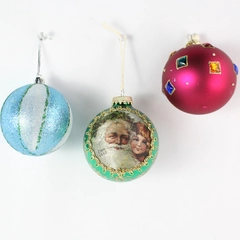 Lot of 3 Vintage Decorative Christmas Tree Ornaments - Colorful & Charming