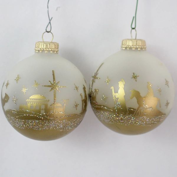 Lot of 5 Vintage White, Silver & Gold Christmas Tree Ornaments - Elegant Decor
