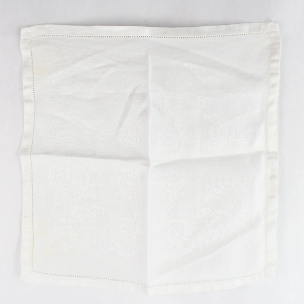 Lot of 26 White Floral Napkins for DIY Crafting - Flawed Fabric Use