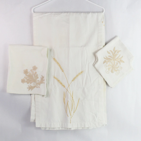 Lot of 3 Embroidered Table Runner, Dishcloth & Basket Liner - Rustic Decor