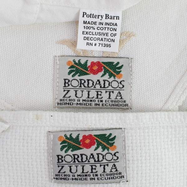 Lot of 3 Embroidered Table Runner, Dishcloth & Basket Liner - Rustic Decor