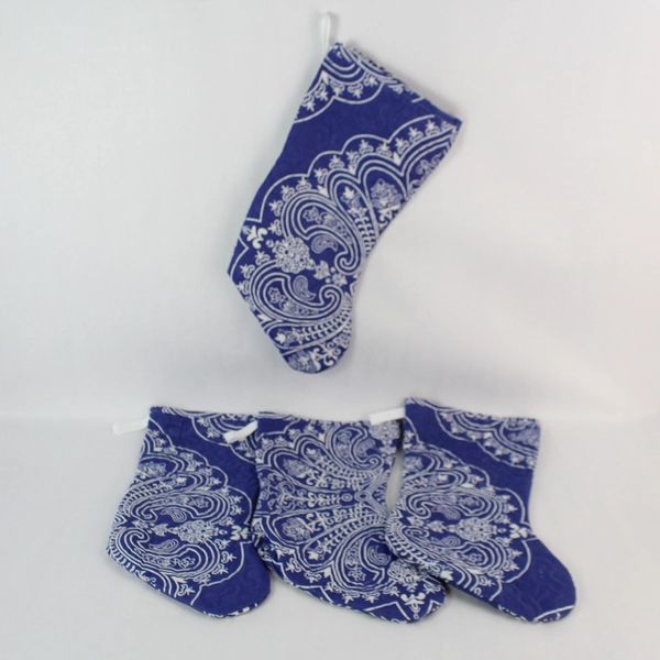 16 PC Lot of Quilted Christmas Stockings & Fabric Panels - Craft Decor