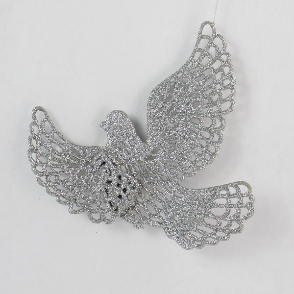 Lot of 3 Silver Dove Christmas Tree Ornaments - Holiday Decor