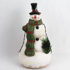 Midwest Snowman Ceramic Figurine 10" Holiday Decor - Repaired Collectible