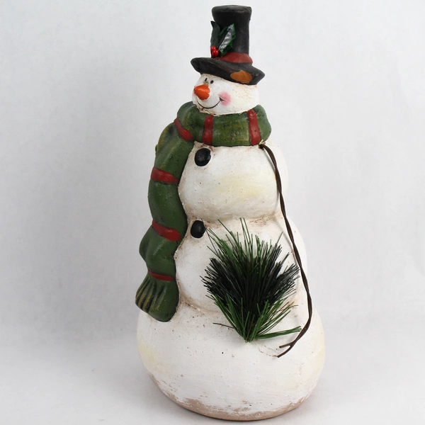 Midwest Snowman Ceramic Figurine 10" Holiday Decor - Repaired Collectible