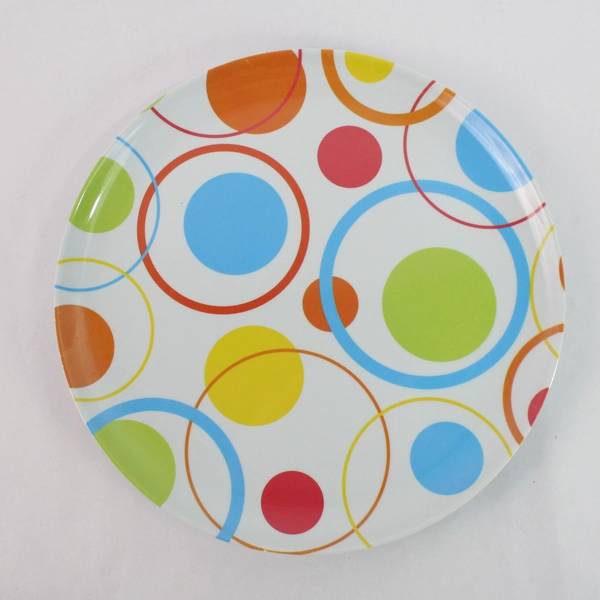 Set of 6 Multicolor Polka Dot Design Plastic Dinner Party Plates 11"