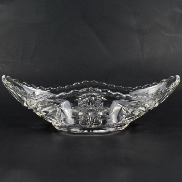 Vintage Anchor Hocking Star of David Glass Gondola Dish 9.5" - EAPG