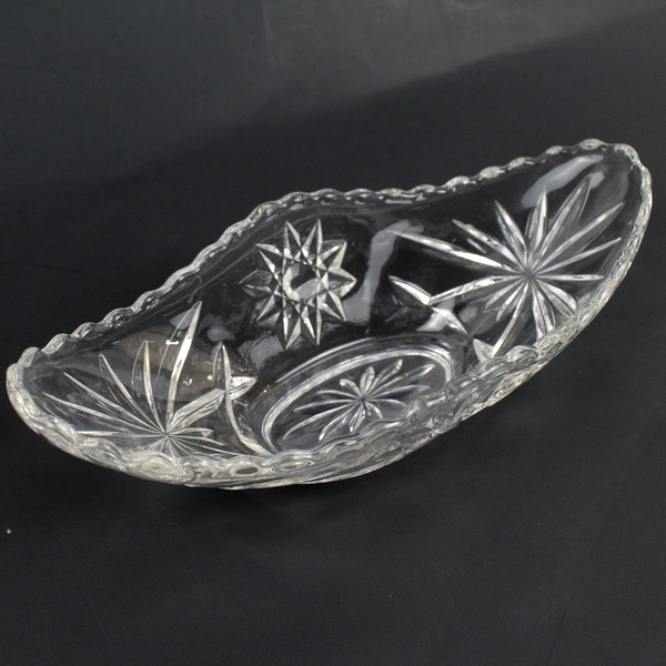 Vintage Anchor Hocking Star of David Glass Gondola Dish 9.5" - EAPG