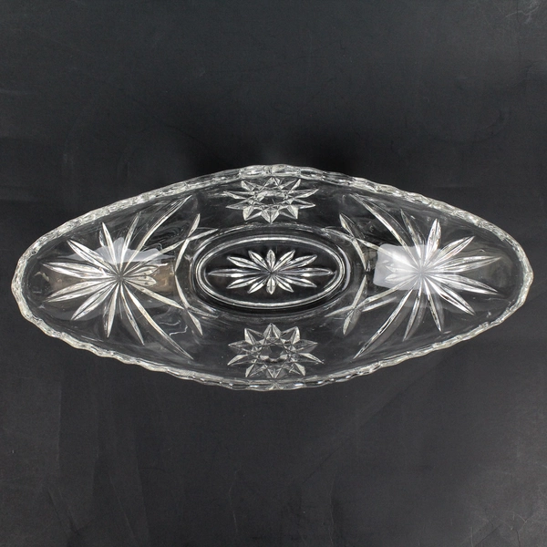 Vintage Anchor Hocking Star of David Glass Gondola Dish 9.5" - EAPG