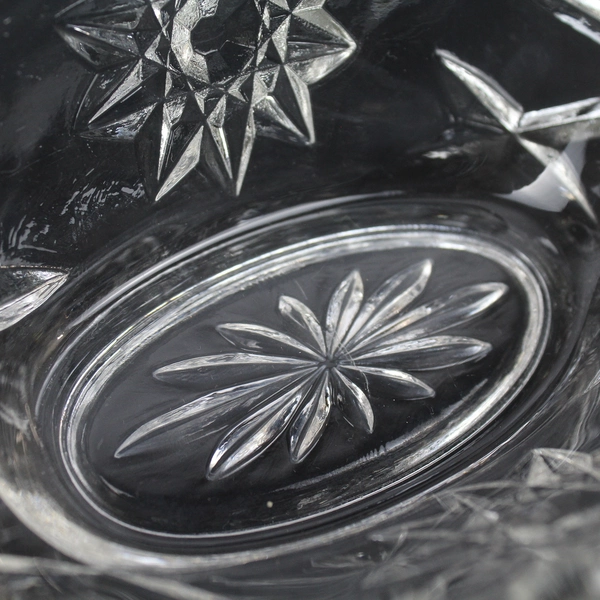 Vintage Anchor Hocking Star of David Glass Gondola Dish 9.5" - EAPG