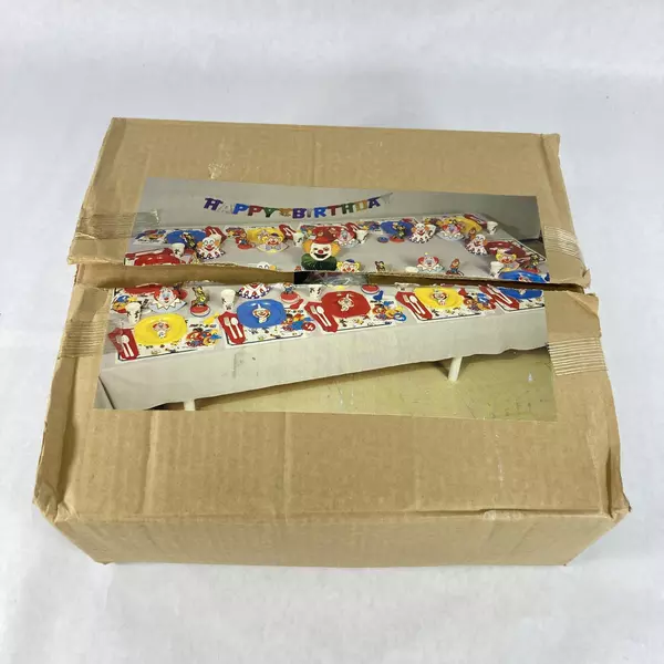 Vtg Sears Clown Birthday Party Box Set Cups Silverware Toys & More