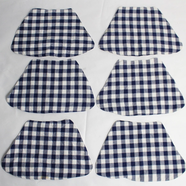 Set of 6 Pre-Owned Blue Gingham Placemats for Round Tables - Some Stains