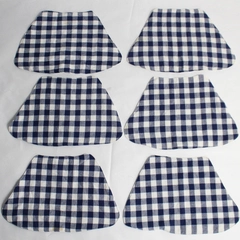 Set of 6 Pre-Owned Blue Gingham Placemats for Round Tables - Some Stains