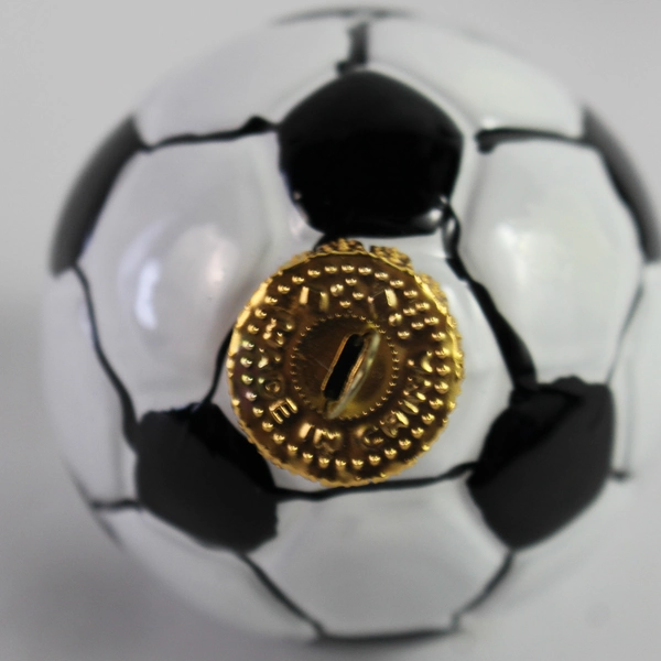 Lot of 2 Soccer Ball Glass Ornaments - Black & White Sports Christmas Decor