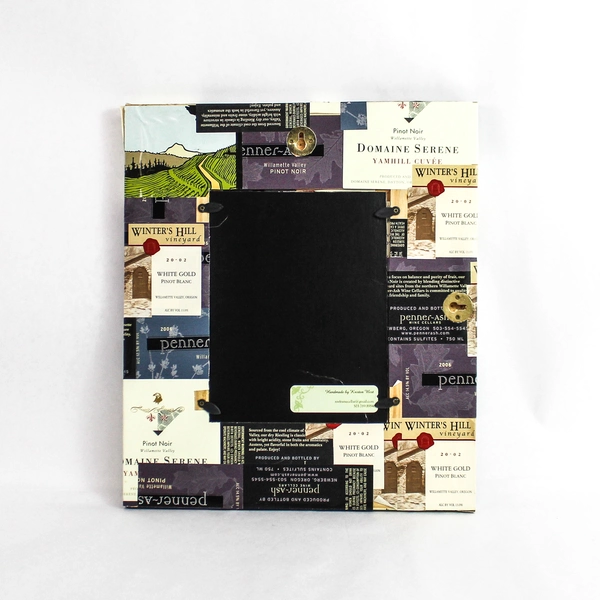 Kristen West Handmade Picture Frame with Vineyard Labels 5.5x7" - Pre-owned