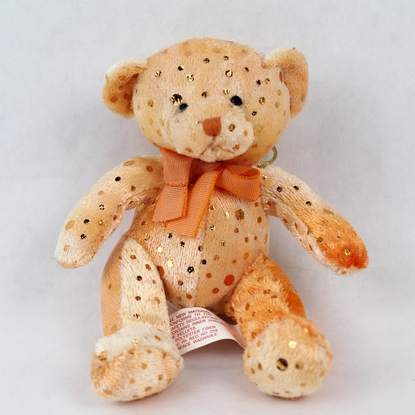 Russ Berrie Glitzy Gals 5" Orange Bear Stuffed Toy Ornament - Good Condition