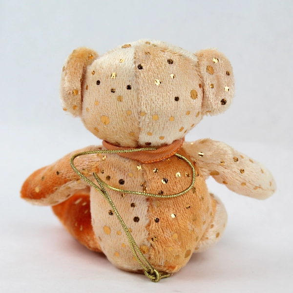 Russ Berrie Glitzy Gals 5" Orange Bear Stuffed Toy Ornament - Good Condition