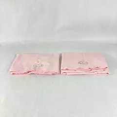 Lot of 2 Pre-owned Pink Baby Receiving Blankets with Bunnies 27"x27"