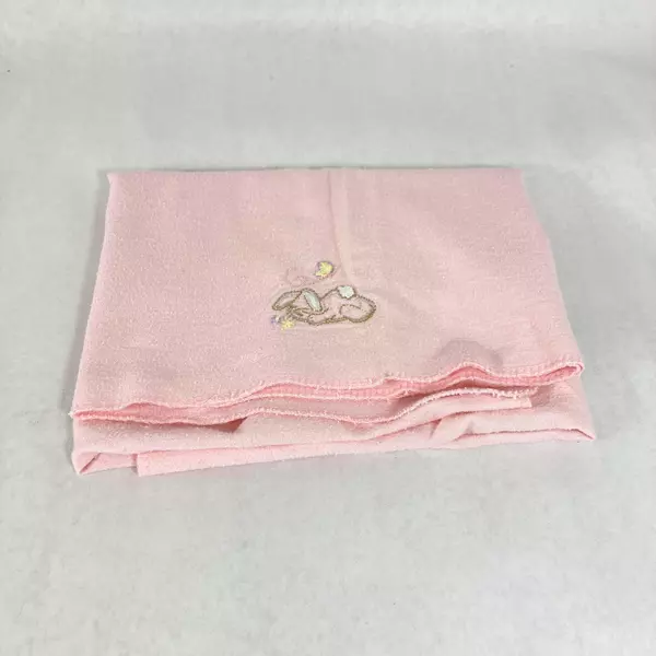 Lot of 2 Pre-owned Pink Baby Receiving Blankets with Bunnies 27"x27"