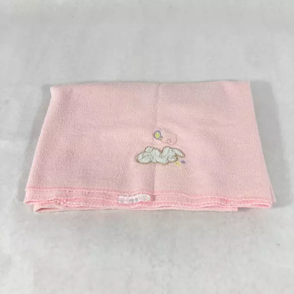 Lot of 2 Pre-owned Pink Baby Receiving Blankets with Bunnies 27"x27"