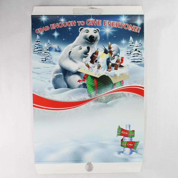 2005 Coca-Cola Polar Bears & Penguin Christmas Poster 18"x27" - Holiday Decor