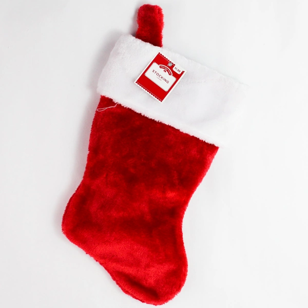 Lot of 3 Faux Fur Christmas Stockings - 2 Walmart 14", 1 Unbranded 12"