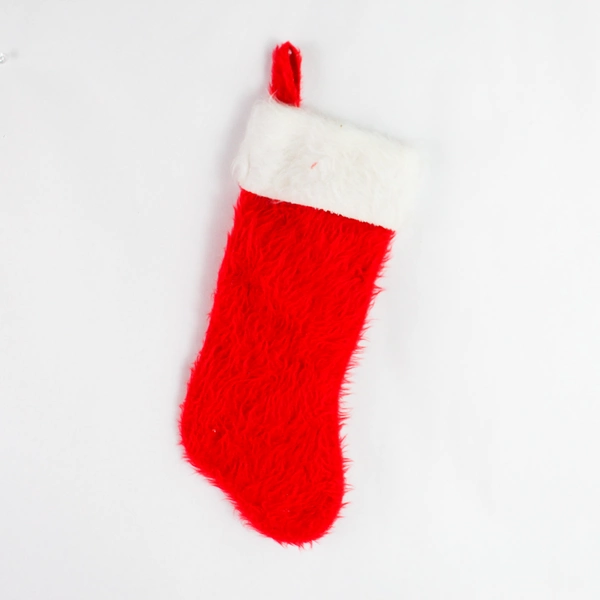 Lot of 3 Faux Fur Christmas Stockings - 2 Walmart 14", 1 Unbranded 12"