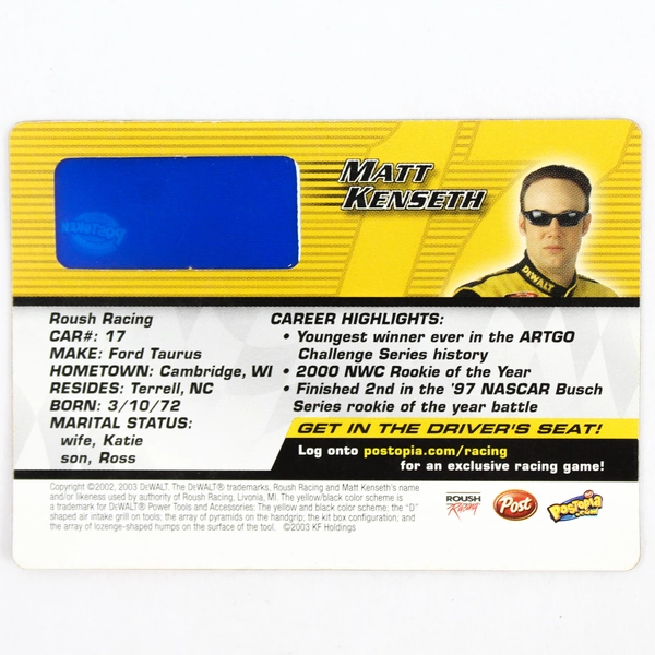 Lot of 2 2003 NASCAR Holographic Cards - Waltrip & Kenseth - Good Condition