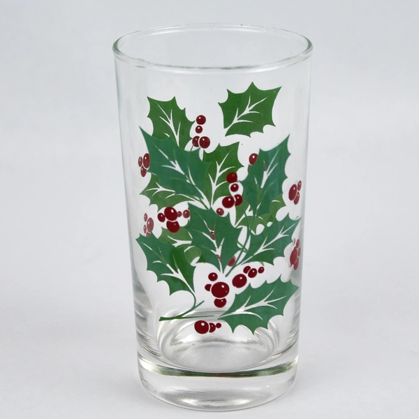 Vintage Bartlett Collins Holly & Berry Christmas Tumbler - 5" Tall, Pre-Owned