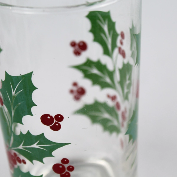 Vintage Bartlett Collins Holly & Berry Christmas Tumbler - 5" Tall, Pre-Owned