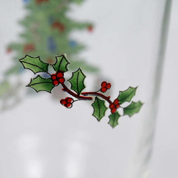 Vintage Footed Glass Christmas Irish Coffee Mug 5.75" Holiday Decor Collectible