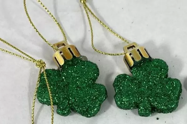 Set of 8 St. Patrick's Day Green Glitter Shamrock Ornaments Decorations