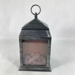 Hanging Black Battery Operated Fireplace Lantern 11" for Patio/Porch Decor