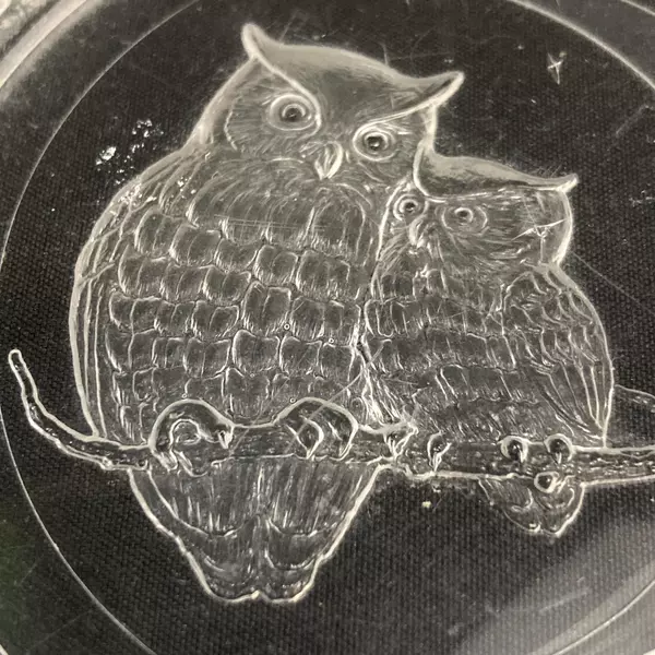 Vintage Round Lucite Owl Trinket Box - Whimsical Clear Collectible